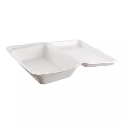 Bagasse - Lunchboxen - groß, weiß, 205x170x65mm