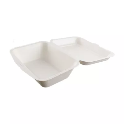 Bagasse - Lunchboxen - klein, weiß, 180x135x65mm